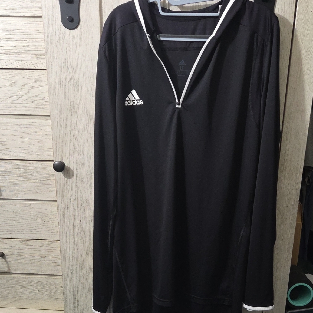 Adidas Black and White Half-Zip Hoodie